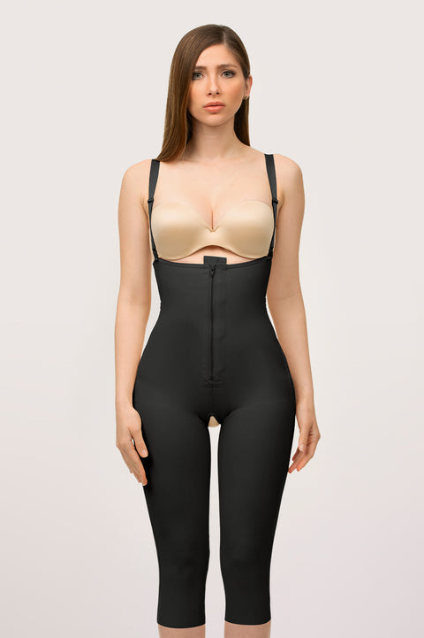 Body con cremallera y glúteos abiertos para levantamiento de glúteos por debajo de la rodilla (BE05-BK)