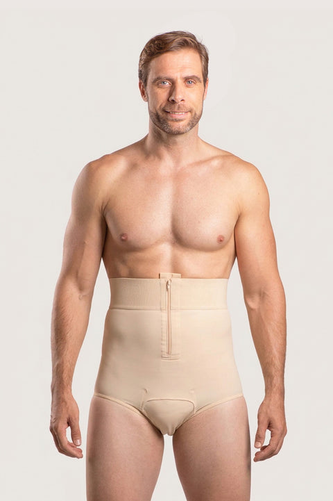 Faja de compresión de cintura alta para hombre con cremallera frontal (MG01)