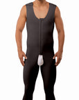 Male Below the Knee Compression Bodysuit w/Zipper (MG02-BK)