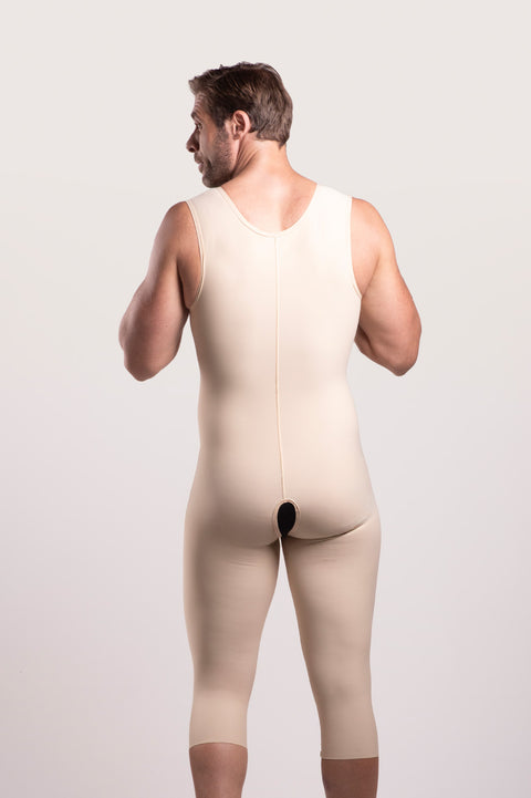 Body de compresión para hombre con cremallera por debajo de la rodilla (MG02-BK)