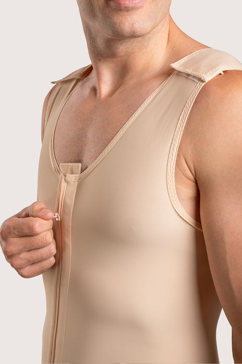 Body de compresión hasta la mitad del muslo para hombre con cremallera (MG02)