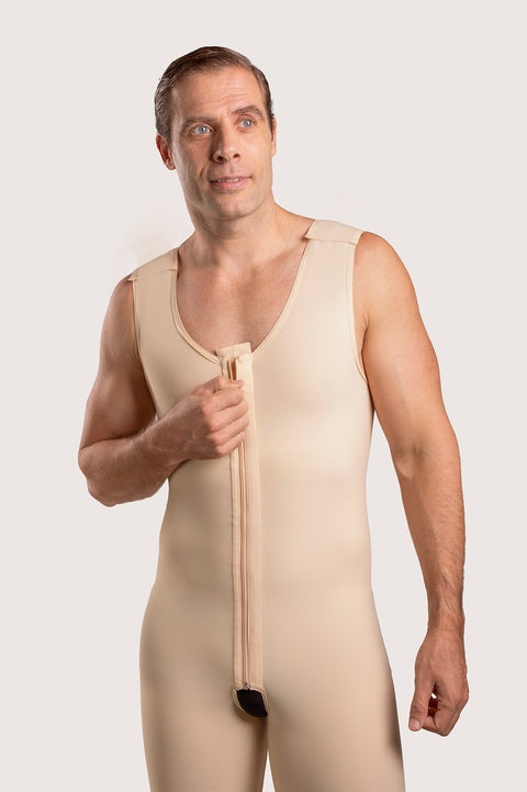 Body de compresión hasta la mitad del muslo para hombre con cremallera (MG02)