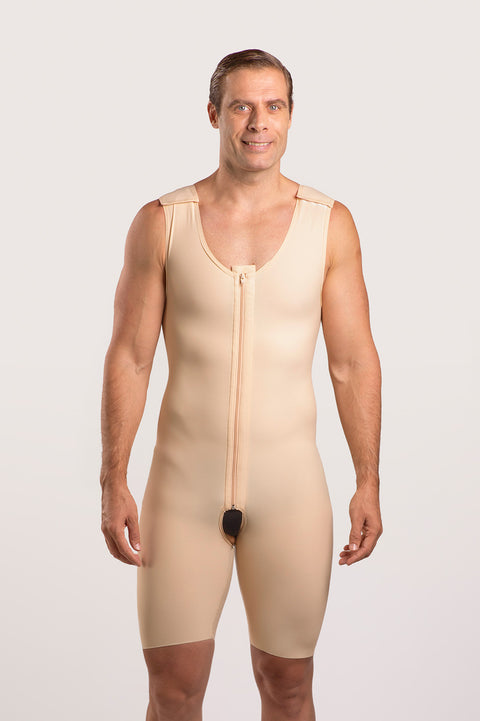 Body de compresión hasta la mitad del muslo para hombre con cremallera (MG02)