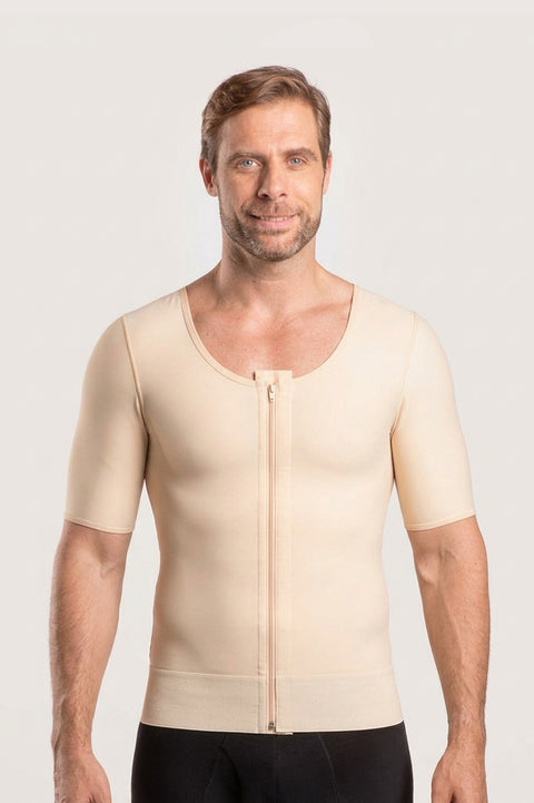Chaleco de compresión masculino con mangas cortas y cremallera (MG06)