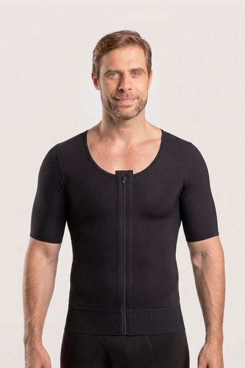 Chaleco de compresión masculino con mangas cortas y cremallera (MG06)