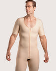 Male Below the Knee Compression Bodysuit w/Sleeves & Zipper (MG07-BK)