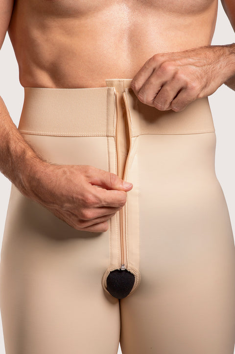 Faja de compresión de cintura alta hasta la mitad del muslo para hombre con cremallera (MG09)