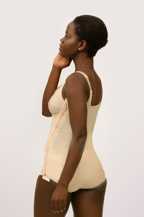 Body de compresión con braguita larga, sujetador y cremallera (BB01)