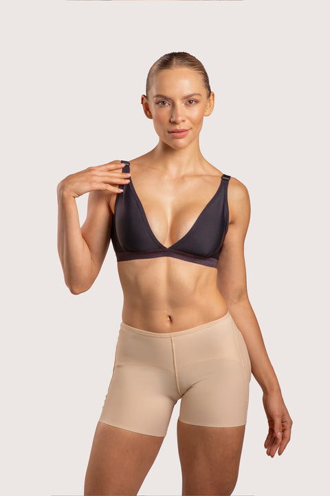 Faja de cintura baja hasta la mitad del muslo con levantamiento de glúteos y glúteos abiertos (BE01)