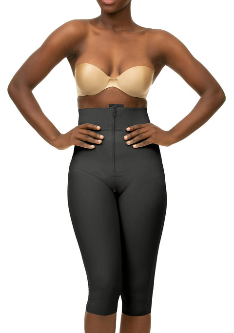 Faja de cintura alta con cremallera y glúteos abiertos para levantar glúteos por debajo de la rodilla (BE03-BK)