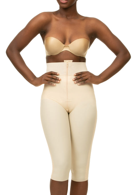 Faja de cintura alta con cremallera y glúteos abiertos para levantar glúteos por debajo de la rodilla (BE03-BK)