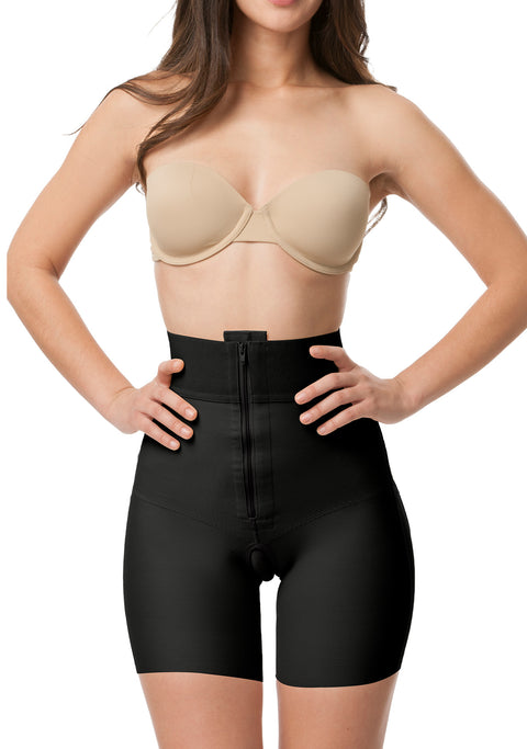 Faja de cintura alta hasta la mitad del muslo con cremallera y glúteos abiertos (BE03)