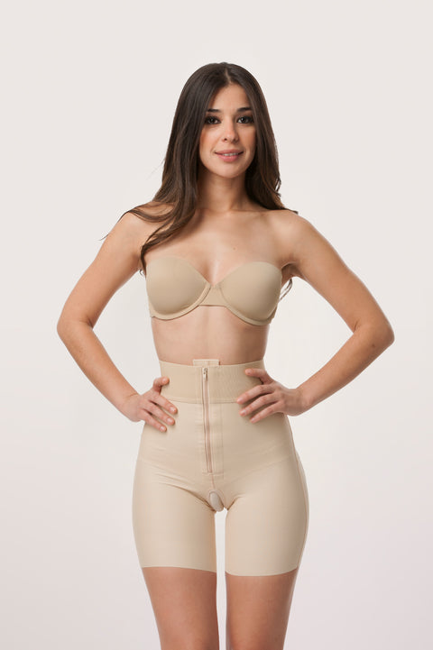 GluteLifting Mid-Thigh High Waist Girdle w/Zipper & Open Buttocks (BE03)