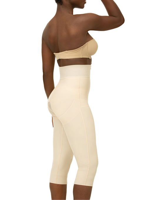 Faja de cintura alta con cremallera para levantamiento de glúteos por debajo de la rodilla (BE09-BK)