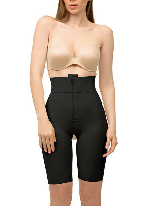 Faja de cintura alta hasta la mitad del muslo con cremallera para levantamiento de glúteos (BE09)