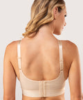 Back view of the BR00 medical stabilizer showing the back hook-and-eye closure for adjustable, secure sternum compression.