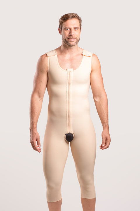 Body de compresión para hombre con cremallera por debajo de la rodilla (MG02-BK)