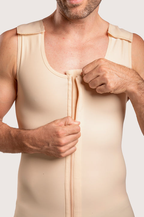 Body de compresión para hombre con cremallera por debajo de la rodilla (MG02-BK)