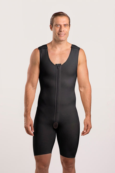Body de compresión hasta la mitad del muslo para hombre con cremallera (MG02)