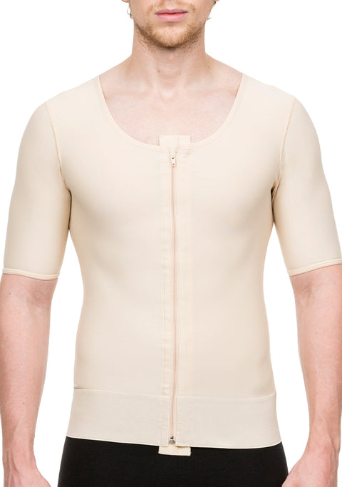 Chaleco de compresión masculino con mangas cortas y cremallera (MG06)