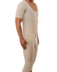 Male Below the Knee Compression Bodysuit w/Sleeves & Zipper (MG07-BK)