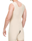 Beige bodysuit worn by a person on a white background