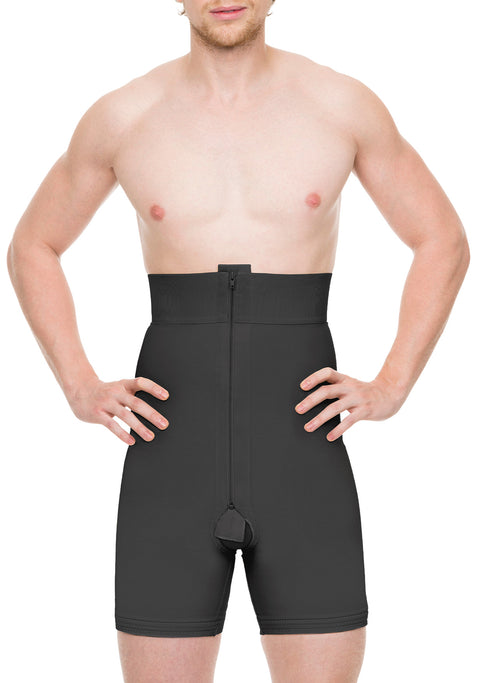 Faja de compresión de cintura alta hasta la mitad del muslo para hombre con cremallera (MG09)