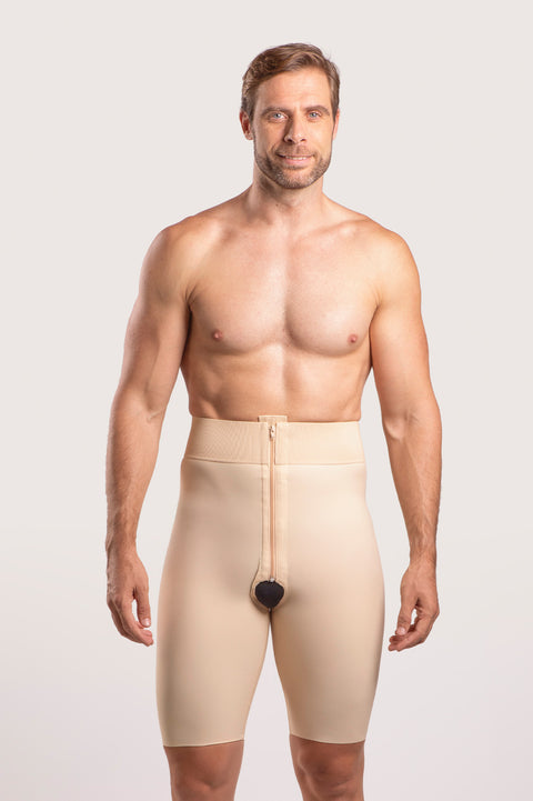 Faja de compresión de cintura alta hasta la mitad del muslo para hombre con cremallera (MG09)