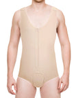 Beige bodysuit worn by a person on a white background