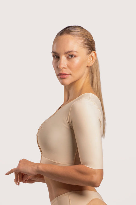 Sujetador/chaleco con mangas cortas y largo bajo el busto (VS02-SS)